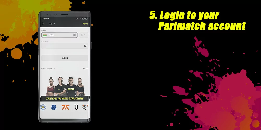 Log in to your personal parimatch account using your details