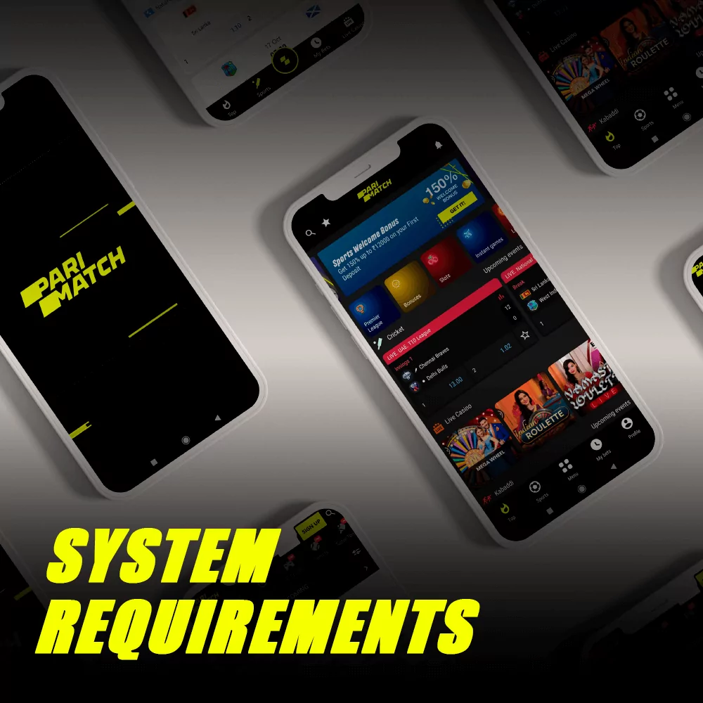 Requisitos do sistema Parimatch Android