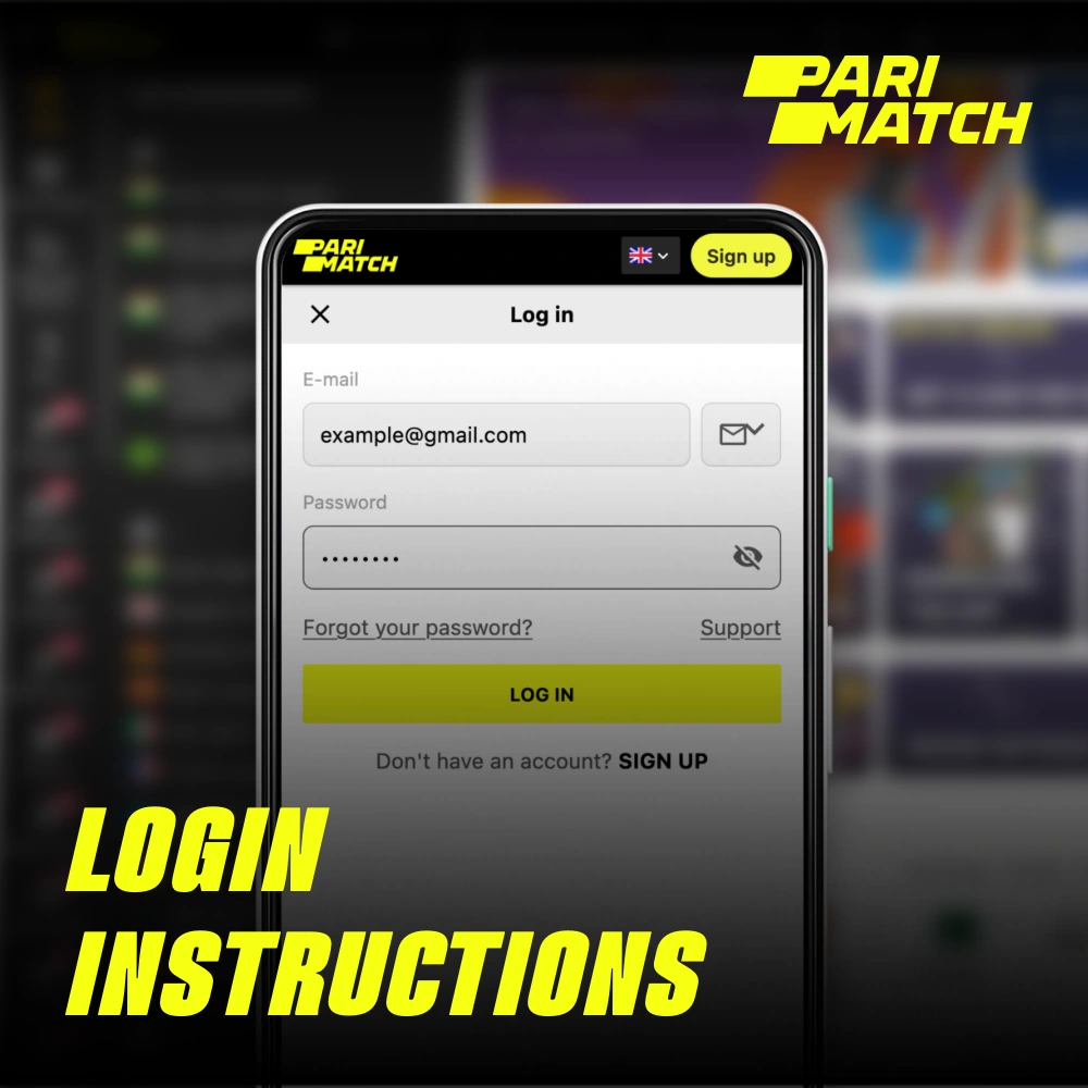 Se você já tiver uma conta Parimatch, poderá usá-la para fazer login no aplicativo móvel