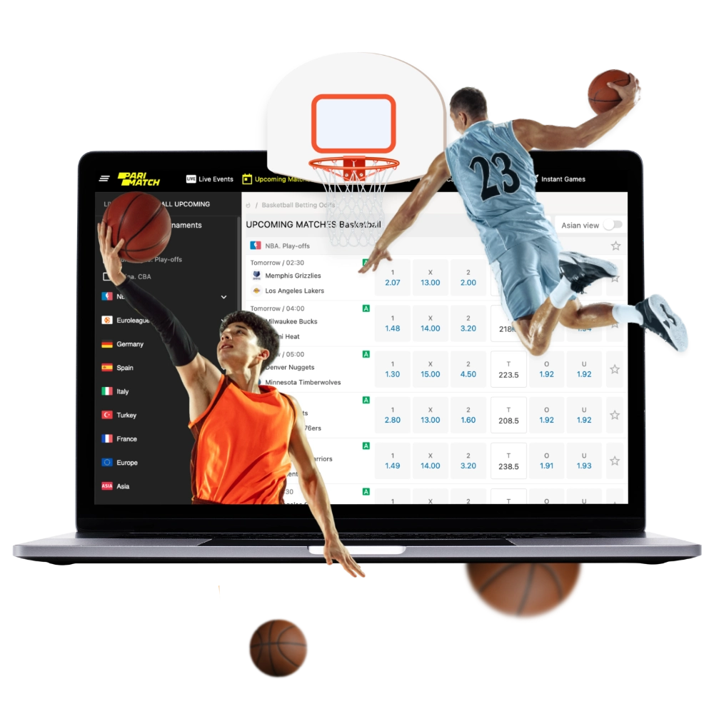 A Parimatch oferece aos seus usuários brasileiros uma ampla linha de apostas em basquete e torneios populares