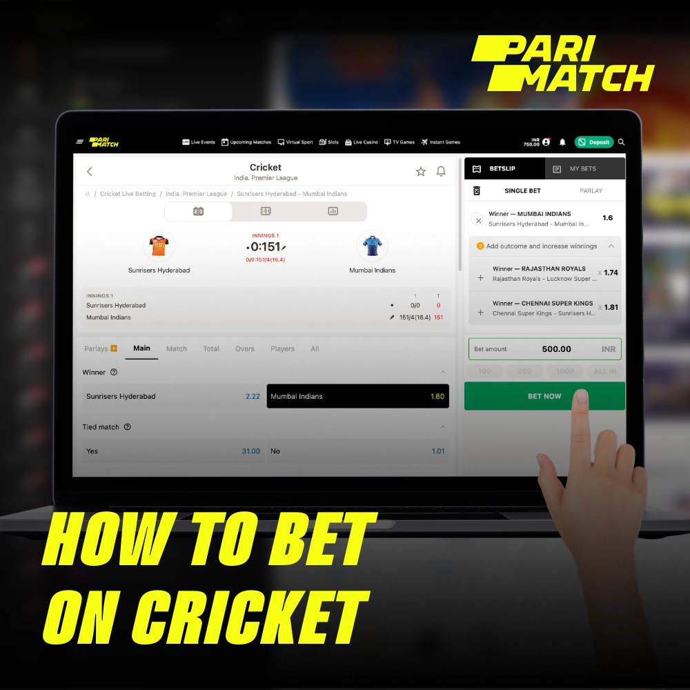 Para fazer uma aposta em cricket na plataforma Parimatch, o usuário deve cumprir algumas condições simples