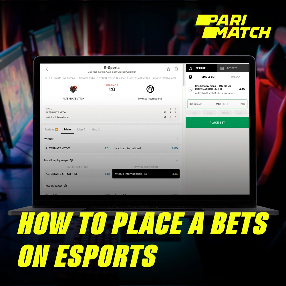 In order to place an eSports bet at Parimatch, users from India need to follow a few simple steps