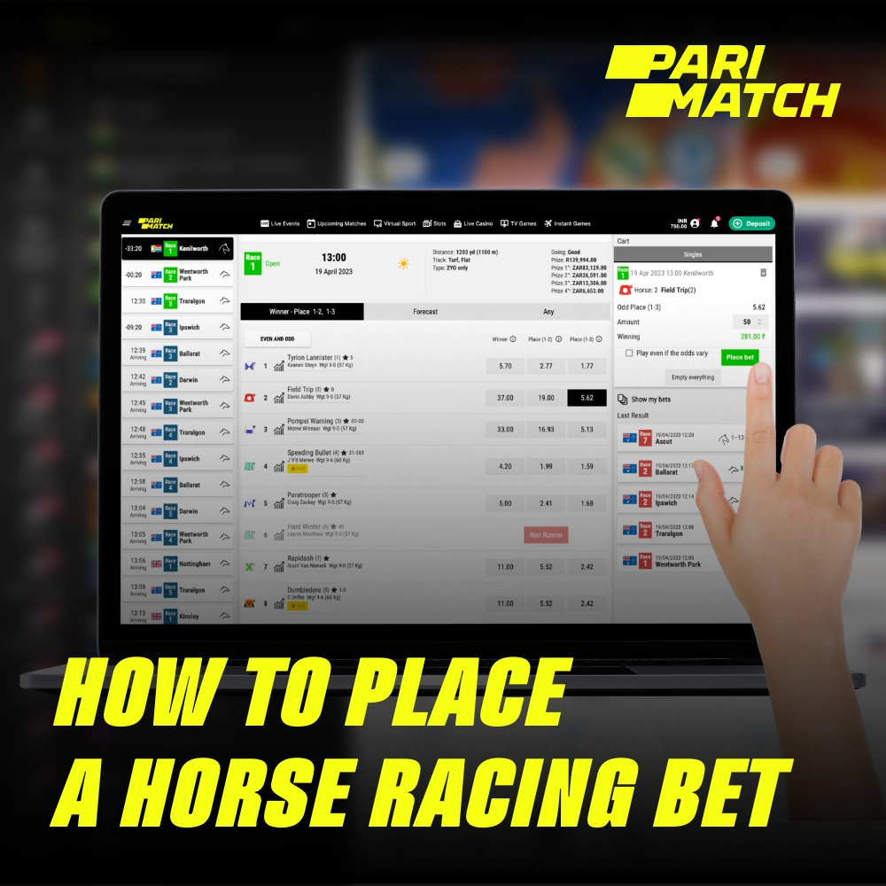 Para fazer uma aposta em corridas de cavalos em Parimatch, é preciso se registrar, fazer um depósito e escolher seu favorito