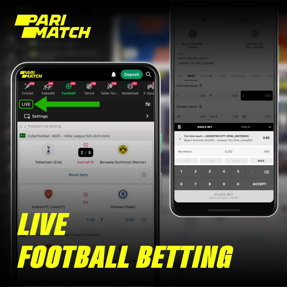 A Parimatch Brasil oferece aos seus usuários a possibilidade de apostar em jogos de futebol ao vivo
