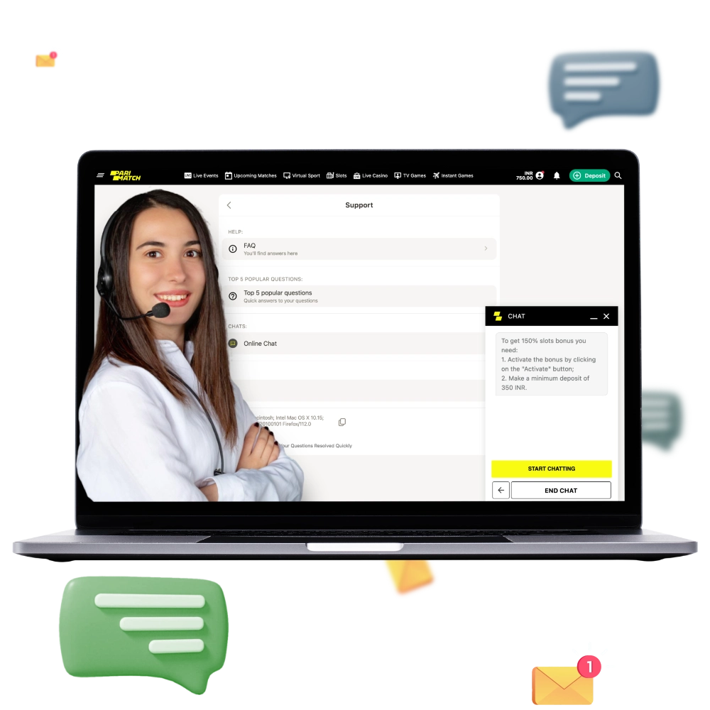 Os usuários do Brasil podem entrar em contato com o suporte ao cliente da Parimatch usando um dos seguintes métodos de contato