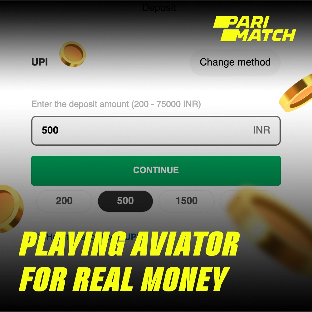 Para jogar no Aviator com dinheiro real, você precisa se registrar na Parimatch e depositar seu saldo