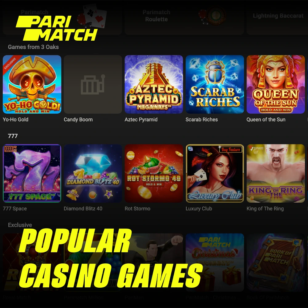 At Parimatch casino you will find hundreds of popular games from famous developers