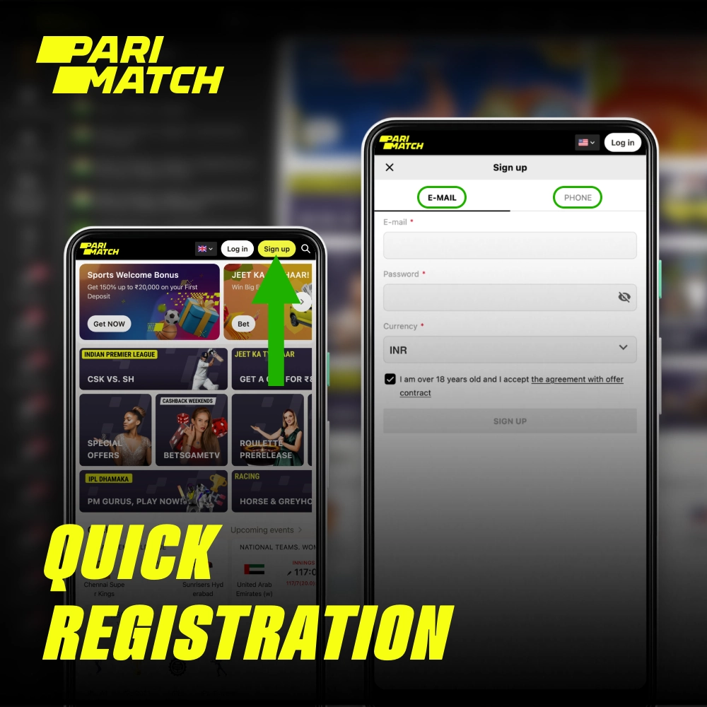 It will take you no more than 2 minutes to register a Parimatch account