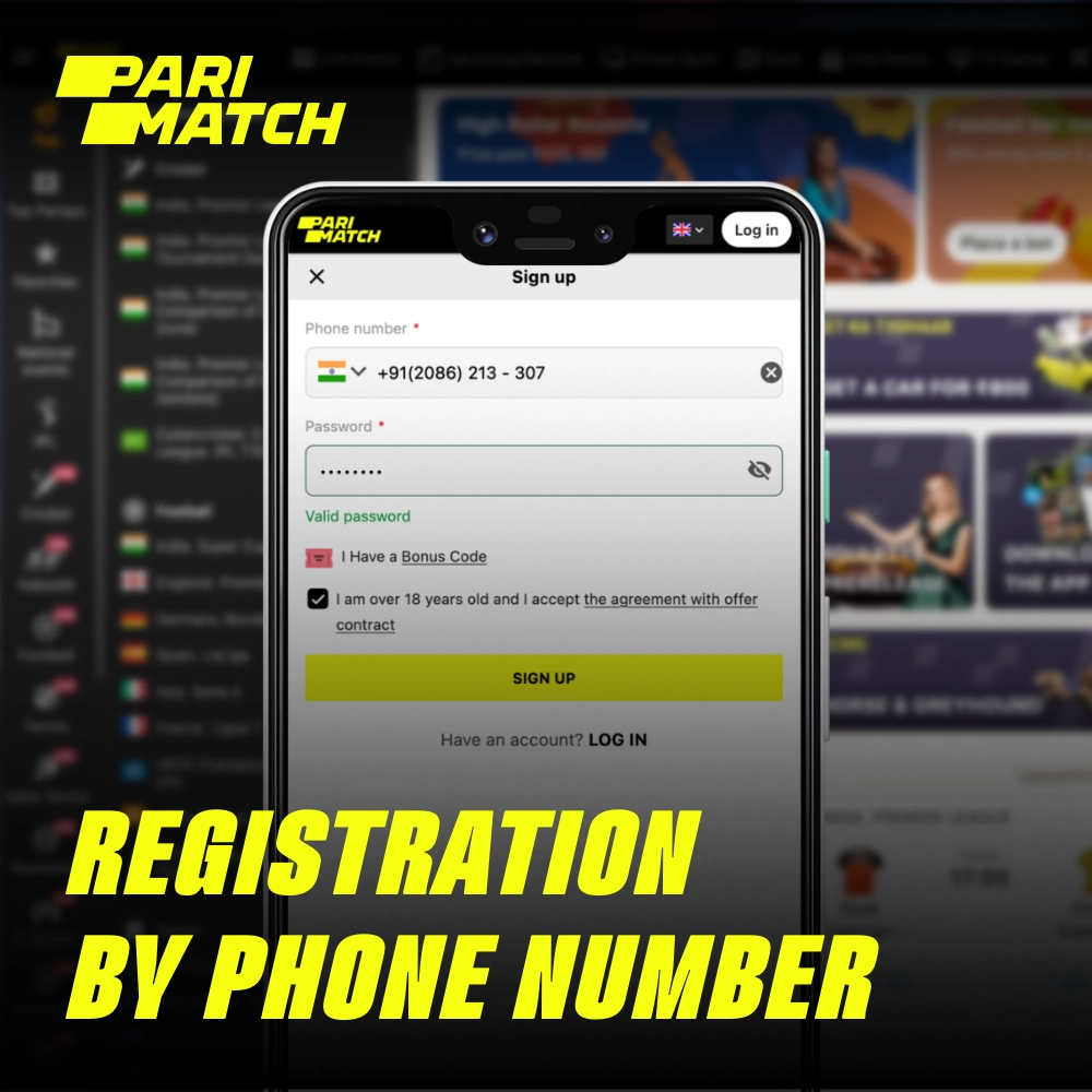 O registro na Parimatch por número de telefone é a forma mais confiável de registro