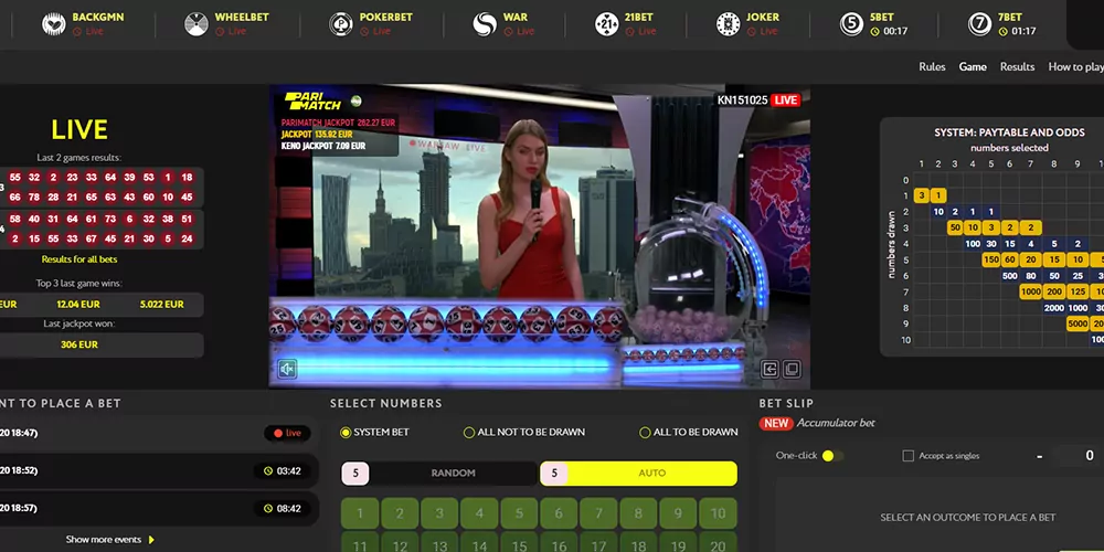 Cassino ao vivo Parimatch